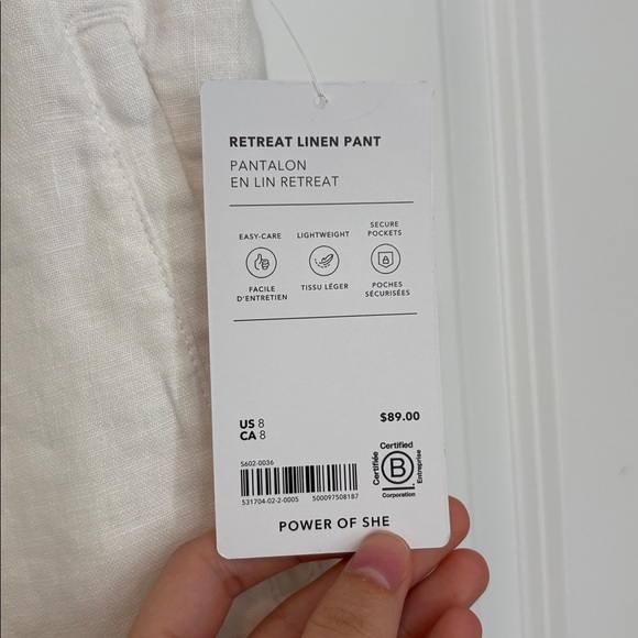 Athleta Retreat Linen Jogger - White - size 8 Medium NWT - Picture 8 of 11